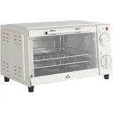 Minibackofen mit Backblech und Grillrost 9L Multifunktionsofen Einstellbarer Temperatur und Garzeit 100 °C-230 °C 750W Cremeweiß - Weiß