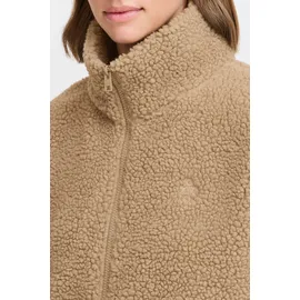 Oxmo OXTovine Damen Teddy-Jacke Übergangsjacke Jacke mit Stehkragen Eingrifftaschen Reißverschluss Loose fit - XS