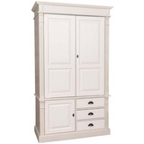 Casa Padrino Kleiderschrank Landhausstil Kleiderschrank Beige / Creme 120 x 59 x H. 210 cm - Massivholz Schlafzimmerschrank mit 3 Türen und 3 Schubladen - Landhausstil Schlafzimmermöbel