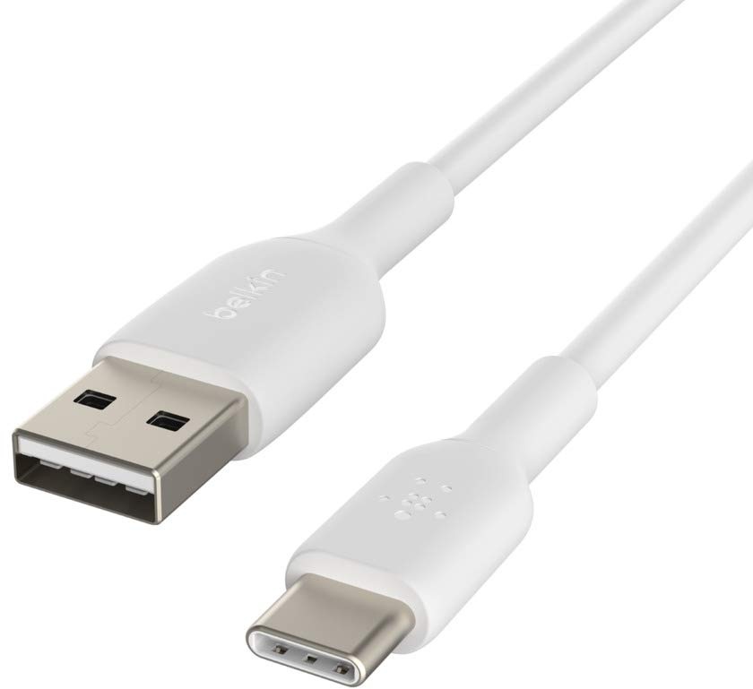 Belkin BoostCharge USB-C-Ladekabel, USB-C-/USB-A-Kabel, USB-Typ-C-Kabel für Geräte wie iPhone 15, Samsung Galaxy S24, S24+, S24 Ultra, Pixel, iPad und Nintendo Switch, 2 m, Weiß
