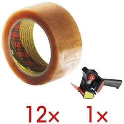 Scotch 12x Packband »Premium« inkl. 1x Packband-Abroller »H-180« transparent