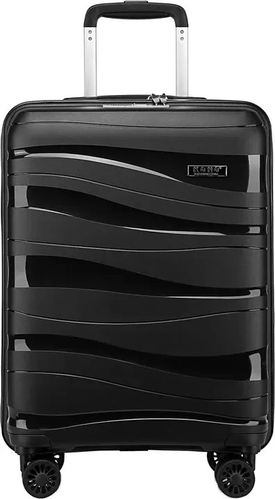 (Erst 49,99 €) Kono Cabin-Koffer, leichtes Handgepäck aus Polypropylen-Hartschale mit TSA-Schloss und Spinner-Rädern (Schwarz)