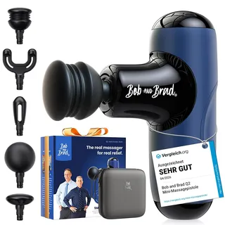 BOB AND BRAD Q2 Mini Massagepistole – Tiefengewebe Massage Gun für Rücken & Schulter, Starke Perkussions Massage Pistole für Büro, Sport & Reise – Leise, mit Koffer, USB-C & 5 Aufsätzen