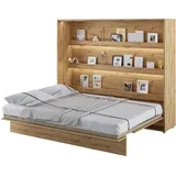 Schrankbett Bed Concept, Wandklappbett mit Lattenrost, V-Bett, Wandbett Bettschrank Schrank mit integriertem Klappbett Funktionsbett (BC-14, 160 x 200 cm, Artisan Eiche, Horizontal)