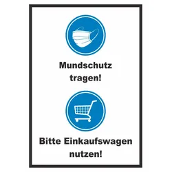 Mundschutz Einkaufswagen Schild A0 (841x1189mm)