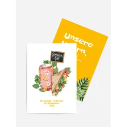 Einladung zum Sommerfest selbst gestalten mit Spruch und Fotos im Onlinedesigner bei Meine-Kartenmanufaktur.de