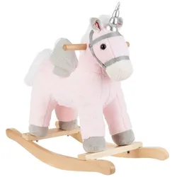Kikkaboo Schaukeltier Einhorn Plüsch Musik Kufen, Sattel, Holzsockel, Steigbügel rosa