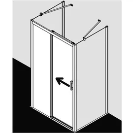 Kermi Pega Gleittür 2-tlg. bodenfrei mit Festfeld PED2R12020VAK 120x200cm, silber hochglanz, ESG klar,