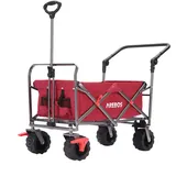 Arebos Bollerwagen faltbar | Transportkarre | Gerätewagen | Handwagen | Faltwagen | inkl. 2 Netztaschen | mit Vorderrad-Bremsen & Teleskopstange | klappbar | bis 100 kg Tragkraft | Rot