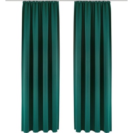 my home Vorhang MY HOME "Sola" Gardinen Gr. 245 cm, Kräuselband, 130 cm, grün (darkgreen) Kräuselband verdunkelnd, Polyester, gewebt, unifarben