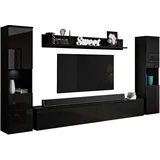 INOSIGN Wohnwand »PARIS«, (Komplett-Set, 4 St.), TV-Wand 260cm breite, grifflose Design, stehend montierbar schwarz