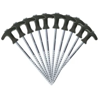 MIKADO Total Fishing Zelthering 10x Zeltheringe 21 und 30cm inkl. Tasche Stahl Schraubheringe Erdnägel, (Inklusive Tasche), Tarnfarbe Dunkelgrün und mit Schlagschutz