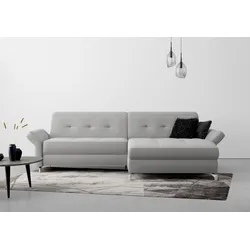 Ecksofa INOSIGN "Maredo L-Form", grau, B:284cm H:89cm T:179cm, 100% Polyester, Sofas, Federkern, wahlweise auch mit Kopfteil- und Armlehnverstellung