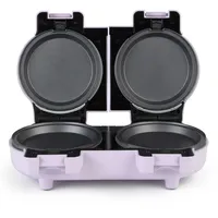 Giles & Posner Doppel-Snack-Maker – Mini Dual Treat Maker, Abnehmbare Antihaft-Kochplatten, Kompakt, Enthält 4 Flache Platten für Omeletts & Kuchen, 4 Waffelplatten, Leicht zu reinigen, Pastell Lila