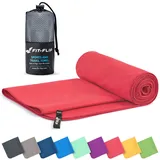 Fit-Flip Mikrofaser Handtuch - kompakte Microfaser Handtücher - ideal als Sporthandtuch, Reisehandtuch, Strandtuch - schnelltrocknend und leicht - Badetuch groß (50x100cm, Koralle)