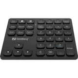 Sandberg Wireless Numeric Keypad Pro, Numerische Tastatur, 36 Leise Tasten, Drahtloser Ziffernblock, Plug & Play, Wiederaufladbar, Numerische Bluetooth-Tastatur, Büro Heimarbeit Studium, Für Windows