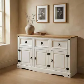 CARO-Möbel Sideboard 125 x 76 x 40 cm Braun / Weiß