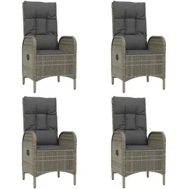 vidaXL 7-tlg. Garten-Essgruppe mit Kissen Grau Poly Rattan