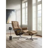 Stressless Stressless® Relaxsessel »Mayfair«, (Set, Relaxsessel mit Hocker), mit Hocker, mit Cross Base, Größe S, M & L, Holzakzent Braun, braun