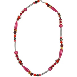 Gallay Perlenkette Kette seide-rot, schoko-matt, bicolor (1-tlg) rot