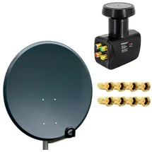 PremiumX 60cm Satellitenschüssel Aluminium Quad LNB 8x F-Stecker