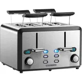 Steinborg 4 Scheiben Edelstahl XXL Toaster mit Brötchenaufsatz
