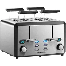 Steinborg 4 Scheiben Edelstahl XXL Toaster mit Brötchenaufsatz