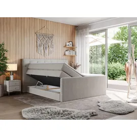 MKS Meble MKS boxspringbett Beige, Textil, 2-Sitzer, H4, Rechteckig, 140x200 cm, Schlafzimmer, Betten, Boxspringbetten