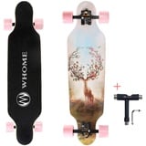 WHOME Longboards – 31 Zoll Kleines Longboard Cruising Skateboard – für Erwachsene/Kinder Mädchen/Jungen Anfänger/Profi inkl. T-Tool (Deer Bird)