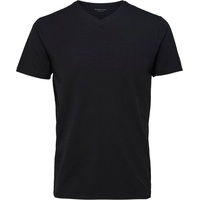 Selected Homme Herren V-Neck Kurzarm T-Shirt | Schwarz XL