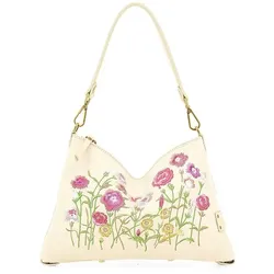 Gabs Schultertasche Leder 33 cm ecru