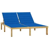 Doppelliege Gartenliege Sonnenliege Holzliege Mit Auflagen Royalblau Kiefernholz