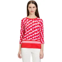 Betty Barclay Basic-Strickpullover mit Print in Rot/Weiß | Gr.: