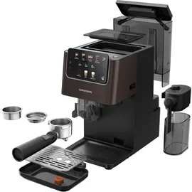 Grundig KSM 8530 schwarz/braun Siebträgermaschine mit Milchaufschäumer