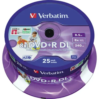Verbatim DVD+R DL 8,5GB 8x bedruckbar 25er Spindel