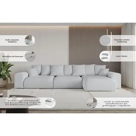 altdecor Ecksofa Cord mit Schlaffunktion 2-Sitzer Dunkelgrau