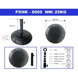 casa.pro Sonnenschirmständer Bisegna Beton Ø50x7cm Schwarz 25 kg casa.pro