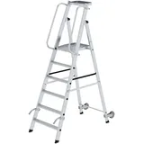 Günzburger Aluminium-Stehleiter mit Rollen und Griff 6 Stufen (51086)