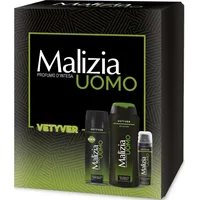 MALIZIA UOMO VETYVER Geschenkset Deo + Duschgel + Rasierschaum