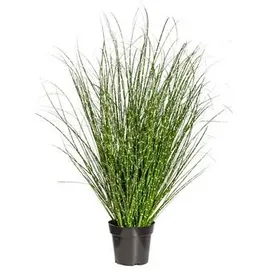 Creativ green Kunstpflanze Grasbusch Miscanthus Zebrinus im Topf, ca. H110 cm, Grün, Schwarz