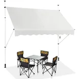 COSTWAY Klemmmarkise 200 cm breit, Balkonmarkise ohne Bohren, UV-beständig, höhenverstellbar, wasserabweisend, Markise mit Handkurbel, Sonnenmarkise, Sonnenschutz für Balkon, Beige