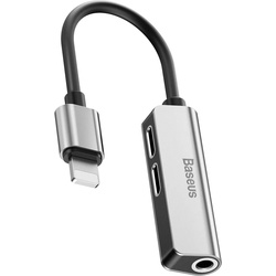 Baseus L52 Male 3-in-1 Handykabel Lightning Lightning (Lightning, Lightning, 3.5mm), Mobilgerät Adapter, Silber