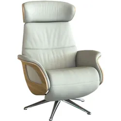 Relaxsessel FLEXLUX "Clement elektrischer Funktionsessel", weiß (warm weiß), B:81cm H:111cm T:90cm, Sessel, Größe M, Rücken & Fußteil elektrisch, Akku, Arml. Eiche, Fuß Alu