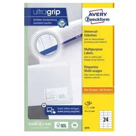 Avery Zweckform Universaletiketten 3474 Weiß 70,0 x 37,0 mm 100 Blatt