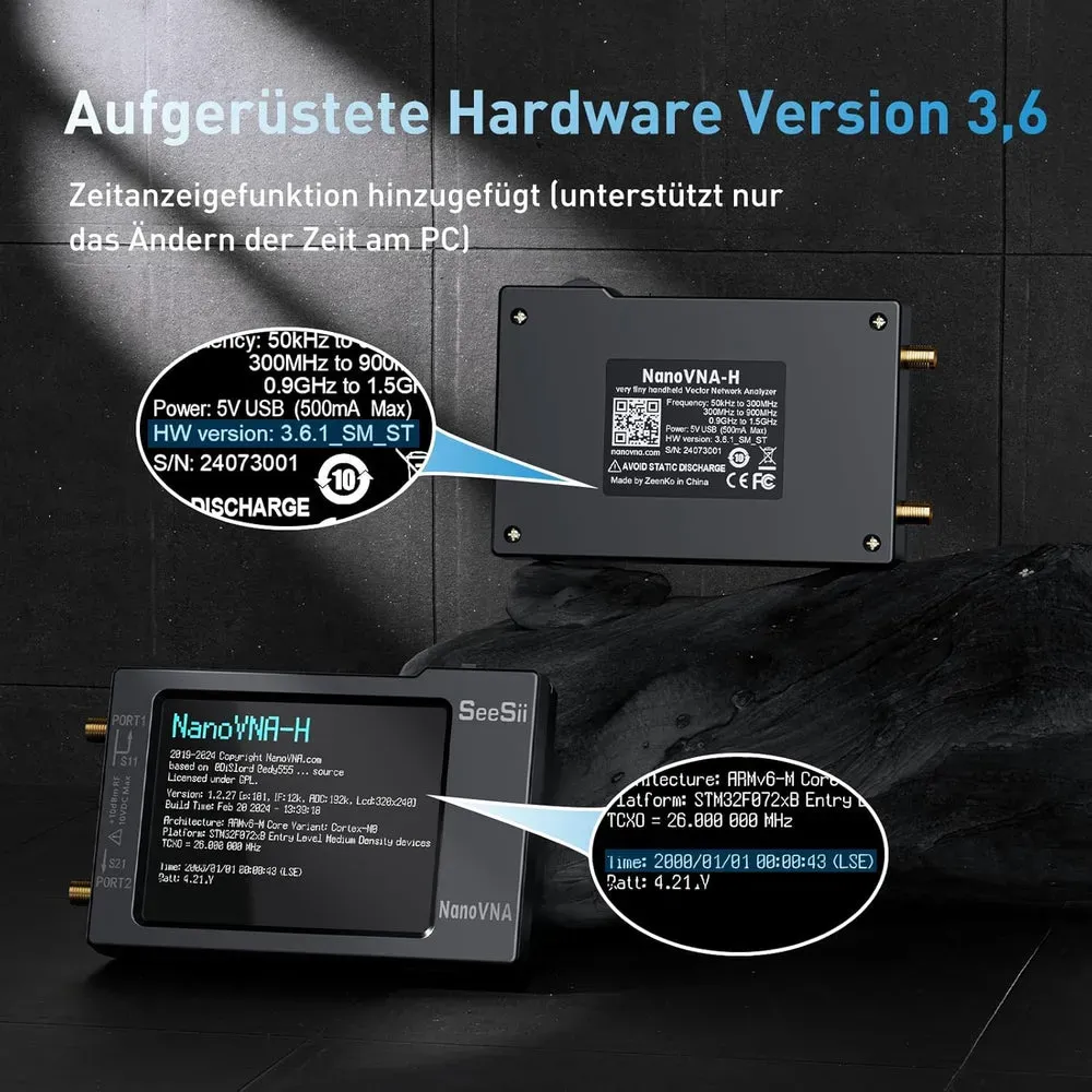 NanoVNA-H Vektornetzwerkanalysator 10KHz 1,5GHz/ Neueste HW Version 3.6/zur Messung von SParametern