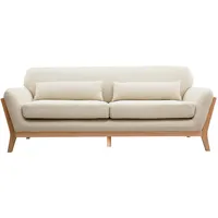 Miliboo - Beigefarbenes skandinavisches 3-Sitzer-Sofa mit Holzbeinen yoko