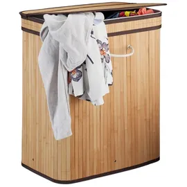 Relaxdays 2 x Wäschekorb Bambus eckig natur