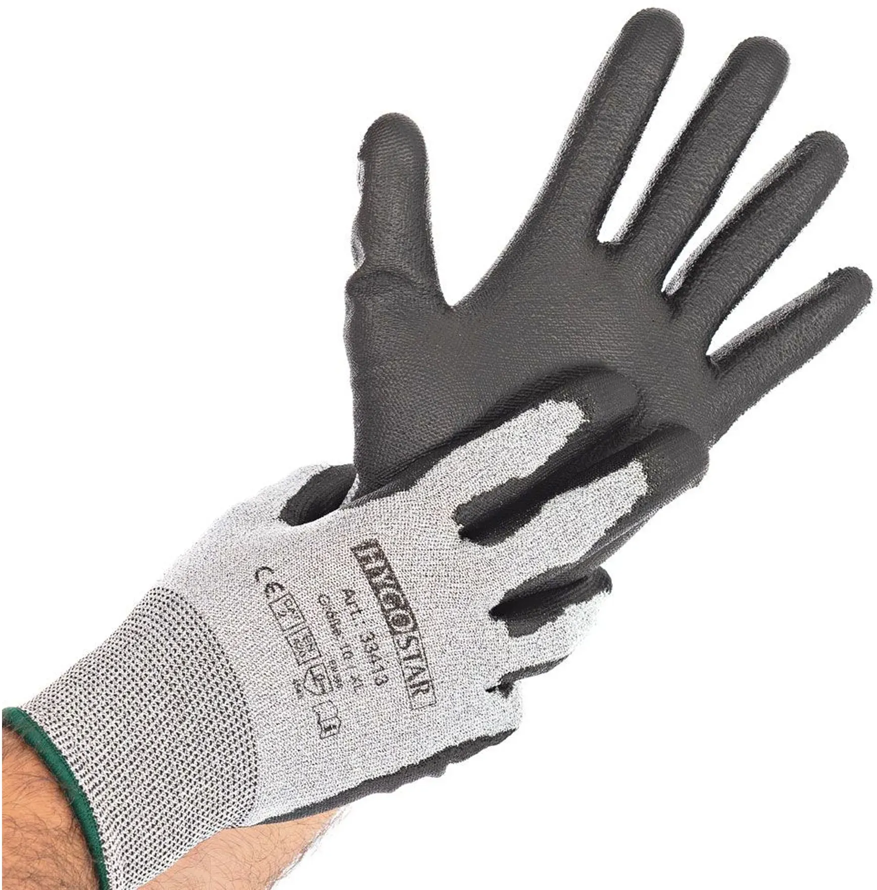 Hygostar Cut Safe Touch Schnittschutzhandschuhe mit Polyurethan-Beschichtung grau/schwarz, VE 100 Paar 9/L