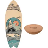 F2 Set Balance Board Surfer 76x28cm mit Kork Halbkugel