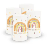 itenga Windlicht Schön dass du da bist Folie Regenbogen Weiß
